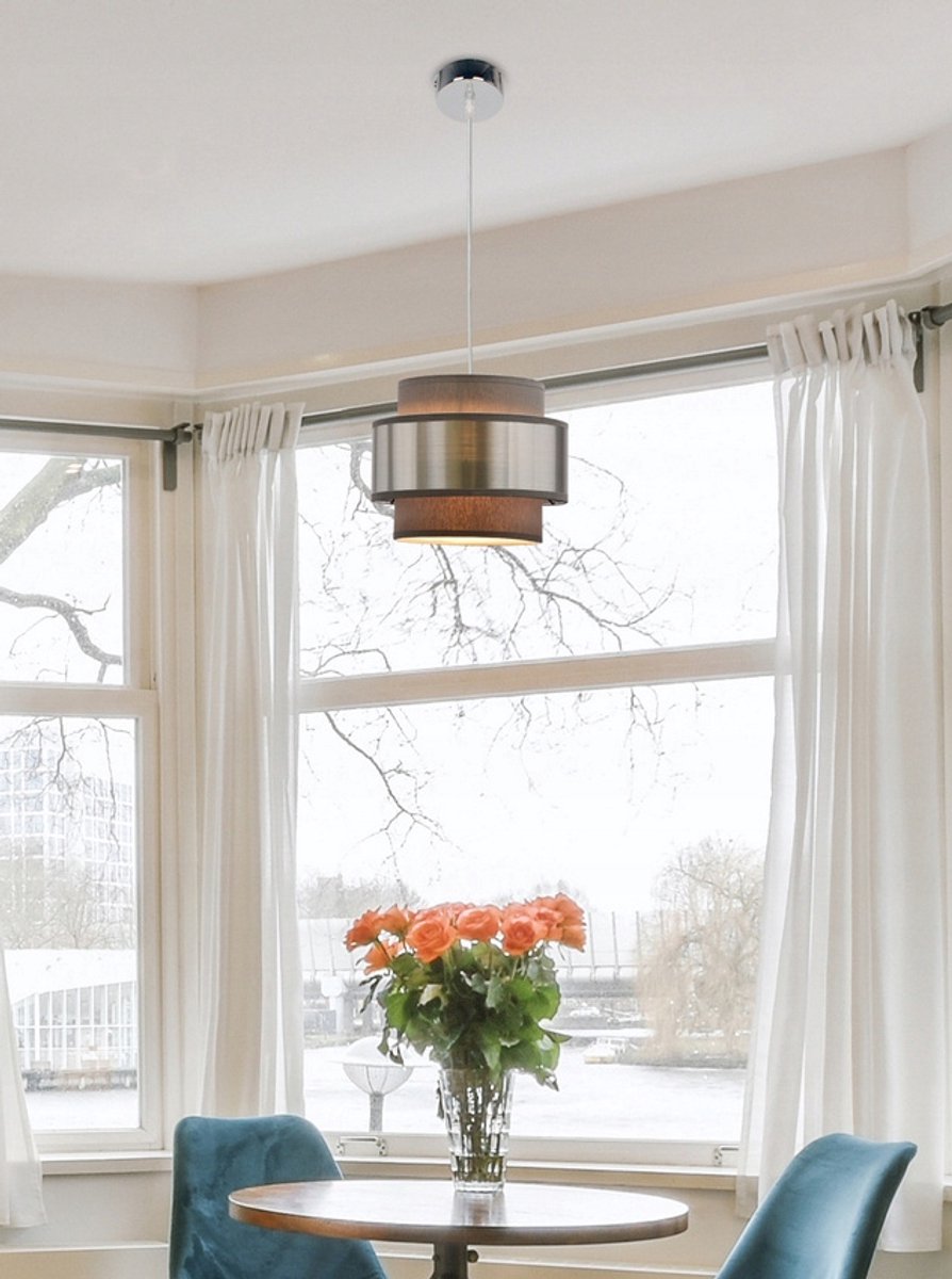 Candellux Hare Hanglamp Chroom E27 Grijs/Zilver Kap