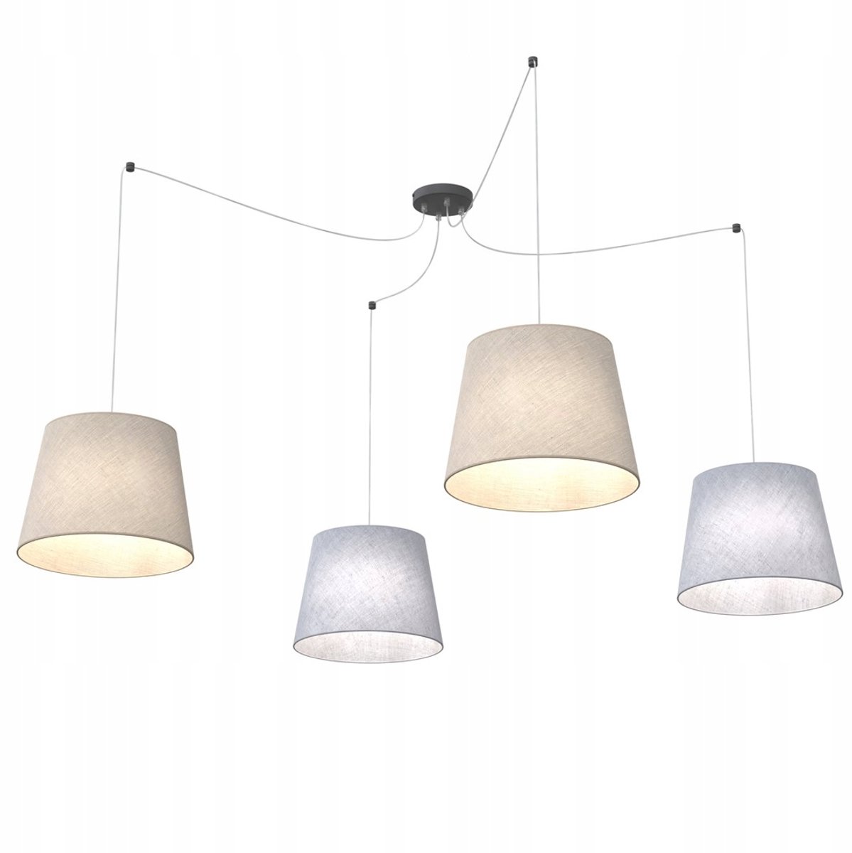 Emibig ASCOT 4 MIX hanglamp - metaal, 4x E27, grijs/beige