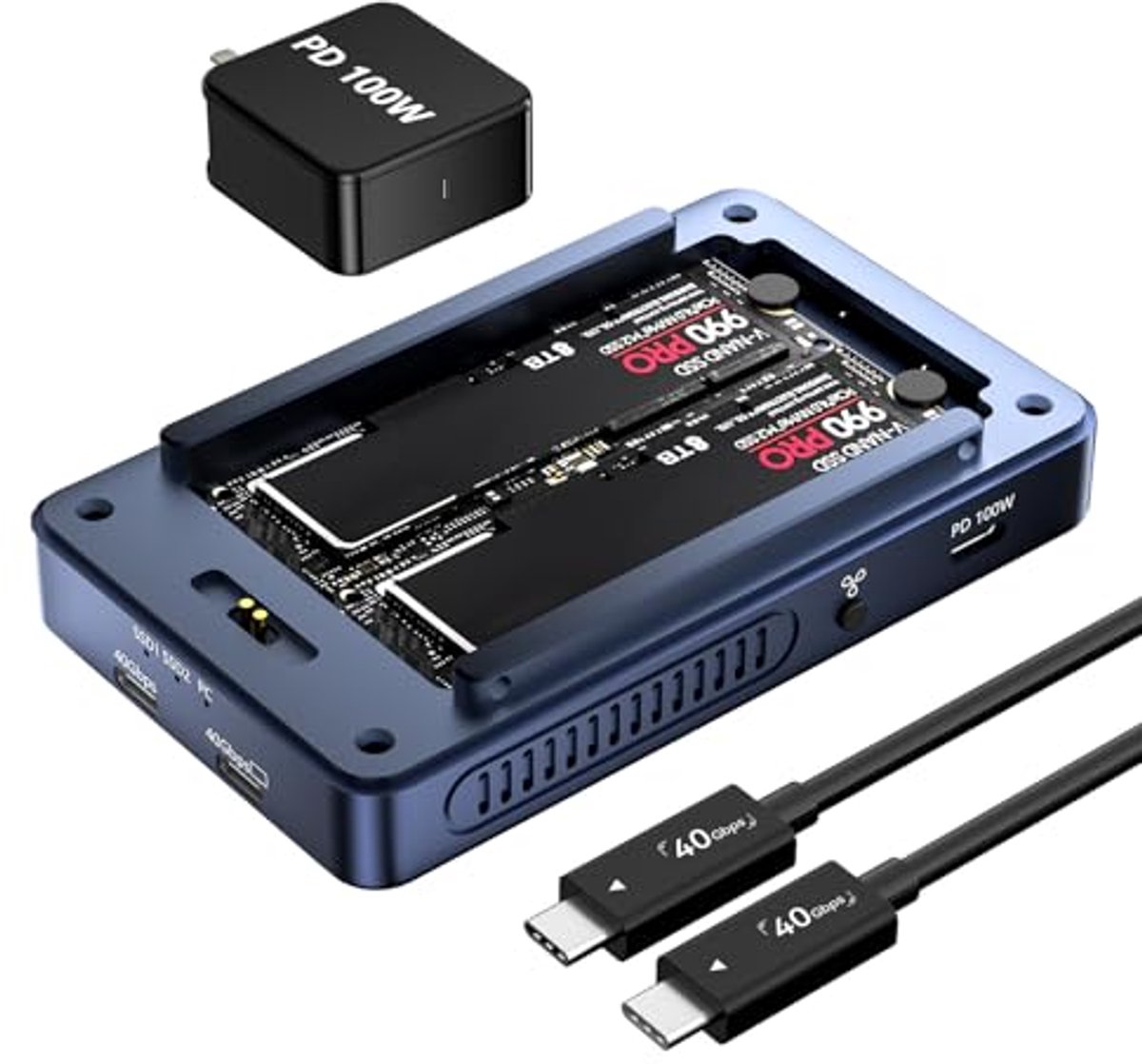 M.2 NVMe SSD-behuizing met ventilator voor Thunderbolt & USB4 - 40Gbps datatransfer