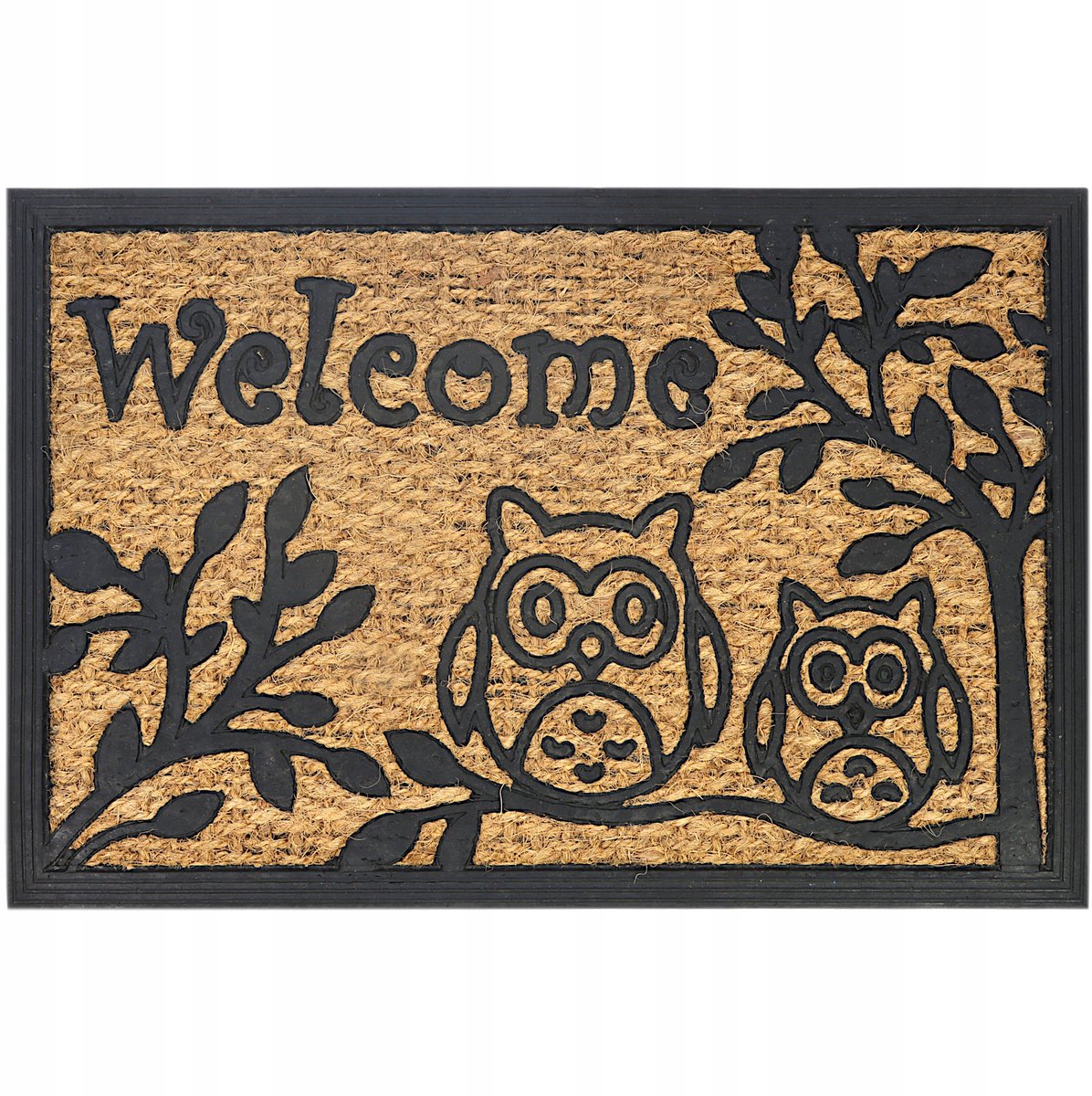 Kokosmat Deurmat 40x60cm - Antislip, Buiten, Welkom met Uilen