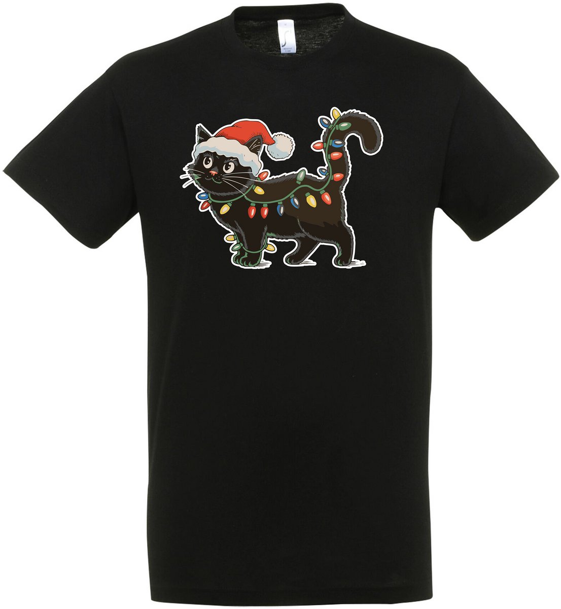 Kerstkat T-shirt - Unisex - Kerst - Christmas - Feestdagen - Kerst T-shirt - Grappig T-shirt - Kerstman - Foute kerst - Maat M