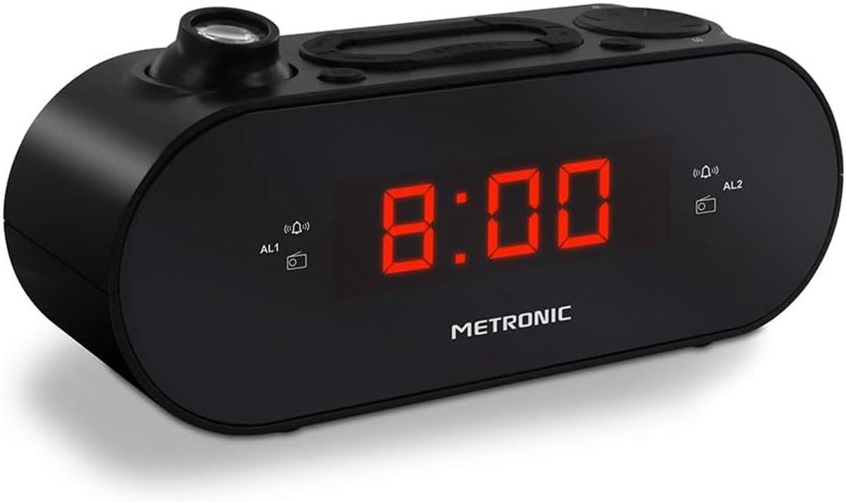 FM Wekkerradio met Projectie en Dubbel Alarm