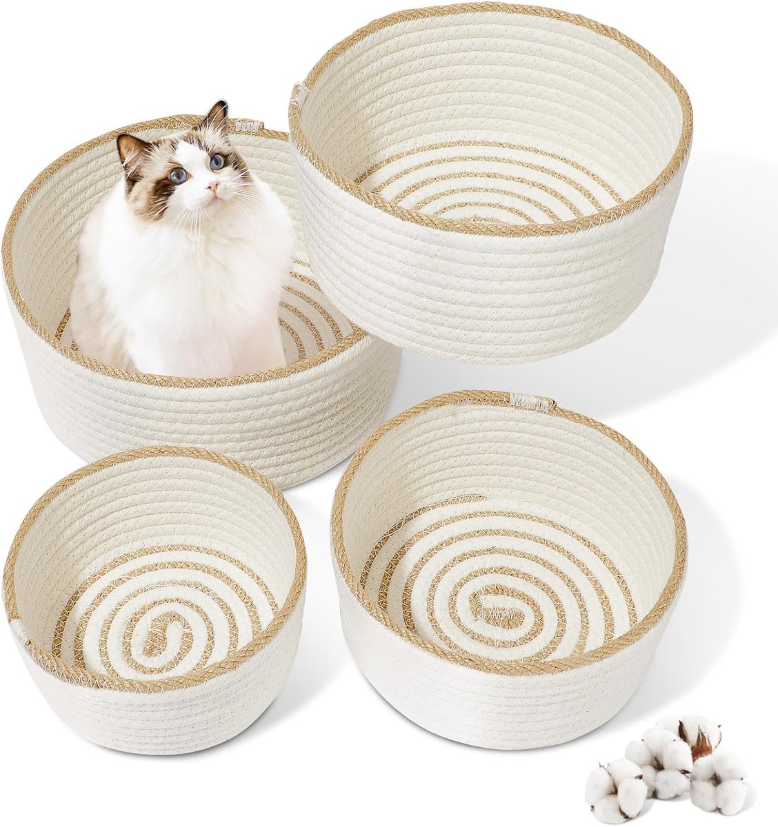 Opbergmand Gevlochten Katoenen Touw 25 x 25 cm - Stapelbare Organizer voor Badkamer en Luiertafel