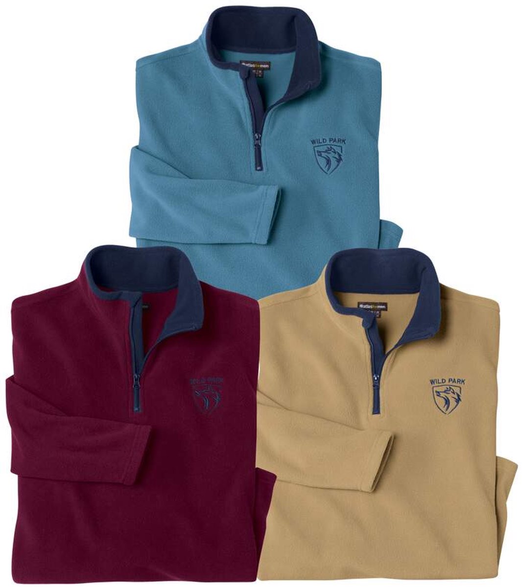 ATLAS FOR MEN - Set van 3 microfleece sweaters - Heren - Verkrijgbaar in grote maten - XXL