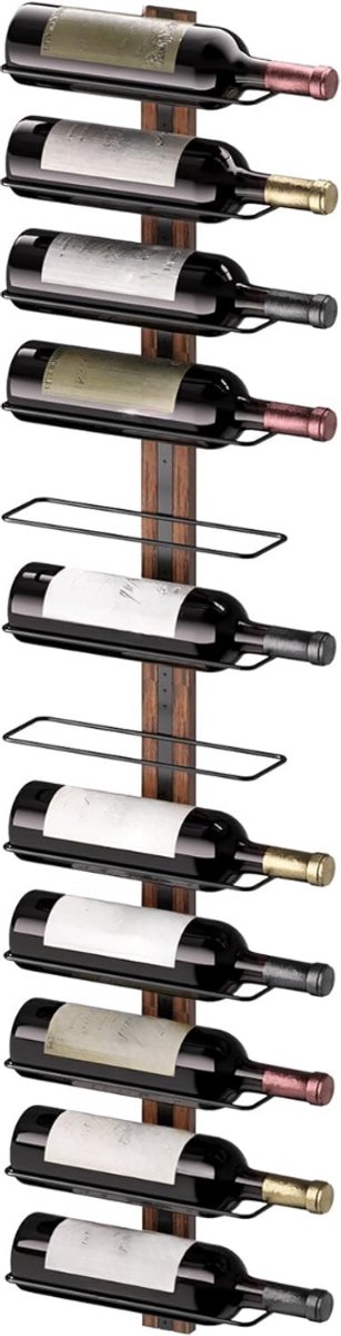 SCH® Wijnrek Muur - Wijnrek - Wijnrekken - Zwart - 35cm x 12cm x 33cm