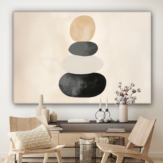 Tableau sur toile 180x120 cm - Décoration murale Japandi - Wabi sabi - Beige - Décoration murale murale salon - Décoration chambre - Accessoires chambre - Peintures sur toile