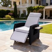 Fauteuil en osier BELONID avec fonction inclinable réglable, table d'appoint, hydrofuge et résistant aux UV, convient pour l'intérieur, le balcon, la terrasse et le Jardin