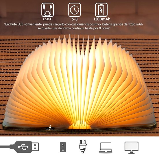 Opvouwbare LED Boeklamp met Oplaadbare USB-C en Warm Wit Licht - Perfect voor Cadeaus en Thuisdecoratie van Gingko — afbeelding 5