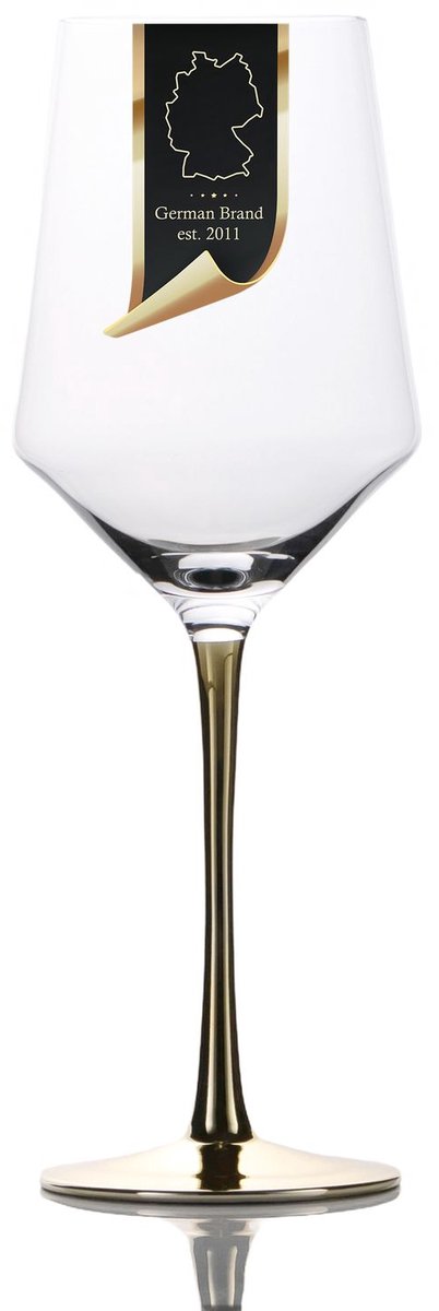 Intirilife wijnglas met goudkleurige steel - 380 ml inhoud - rode wijn wit wijnglas bokaal kristalglas schokbestendig