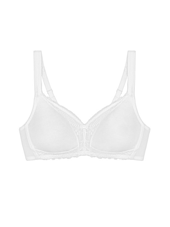Witte beha van Triumph met kanten versiering langs de cups en onderrand.