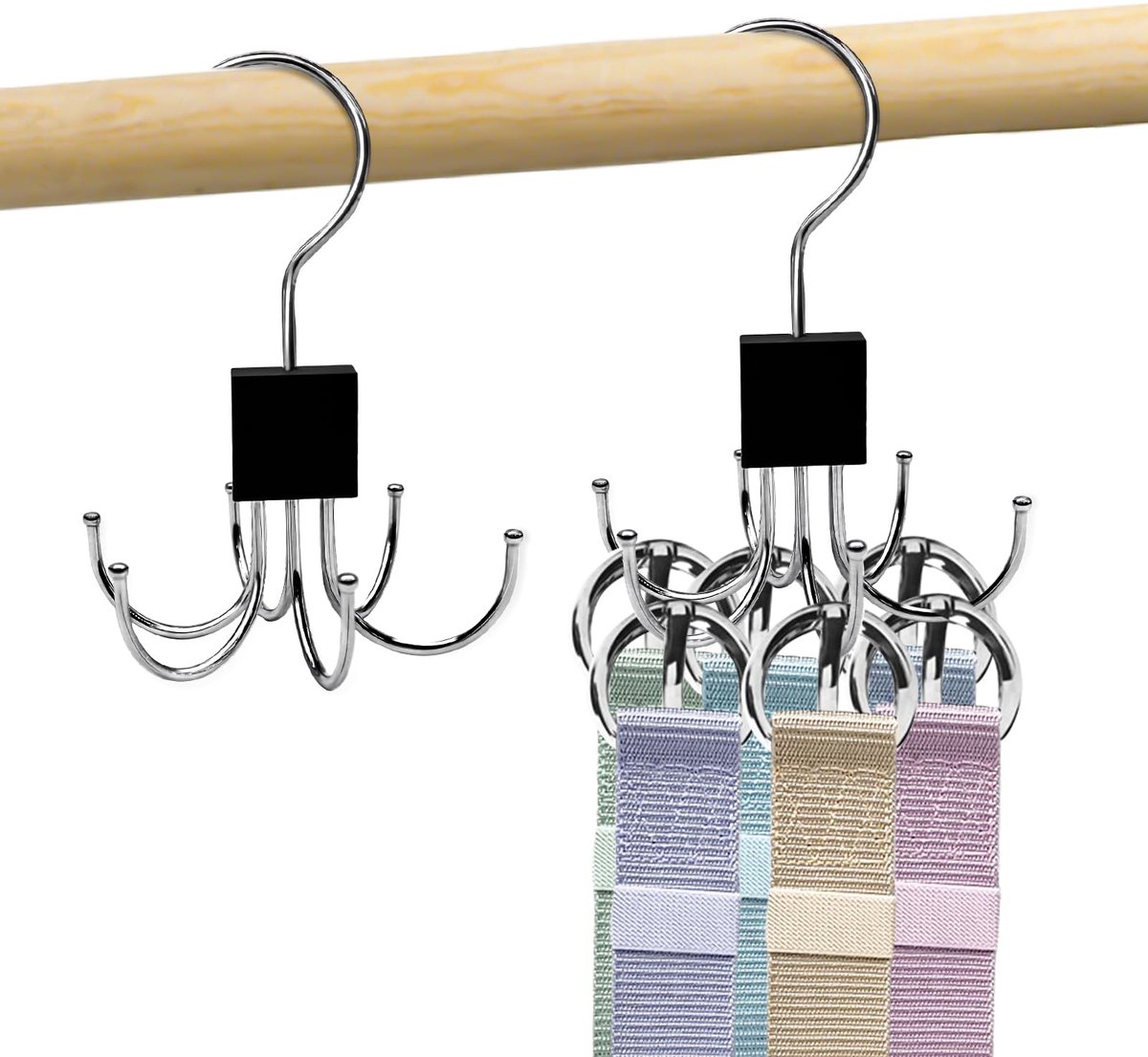 Unyqoos® Ruimtebesparende draaibare riem- en accessoirehanger voor kledingkasten