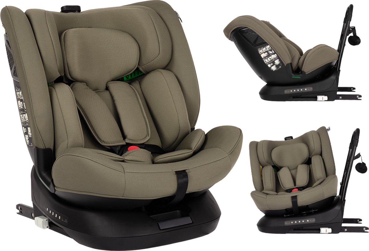 Novi Nathan V2 Premium Autostoel - I-Size - Dark Taupe - 360 graden draaibaar - 0-150 cm