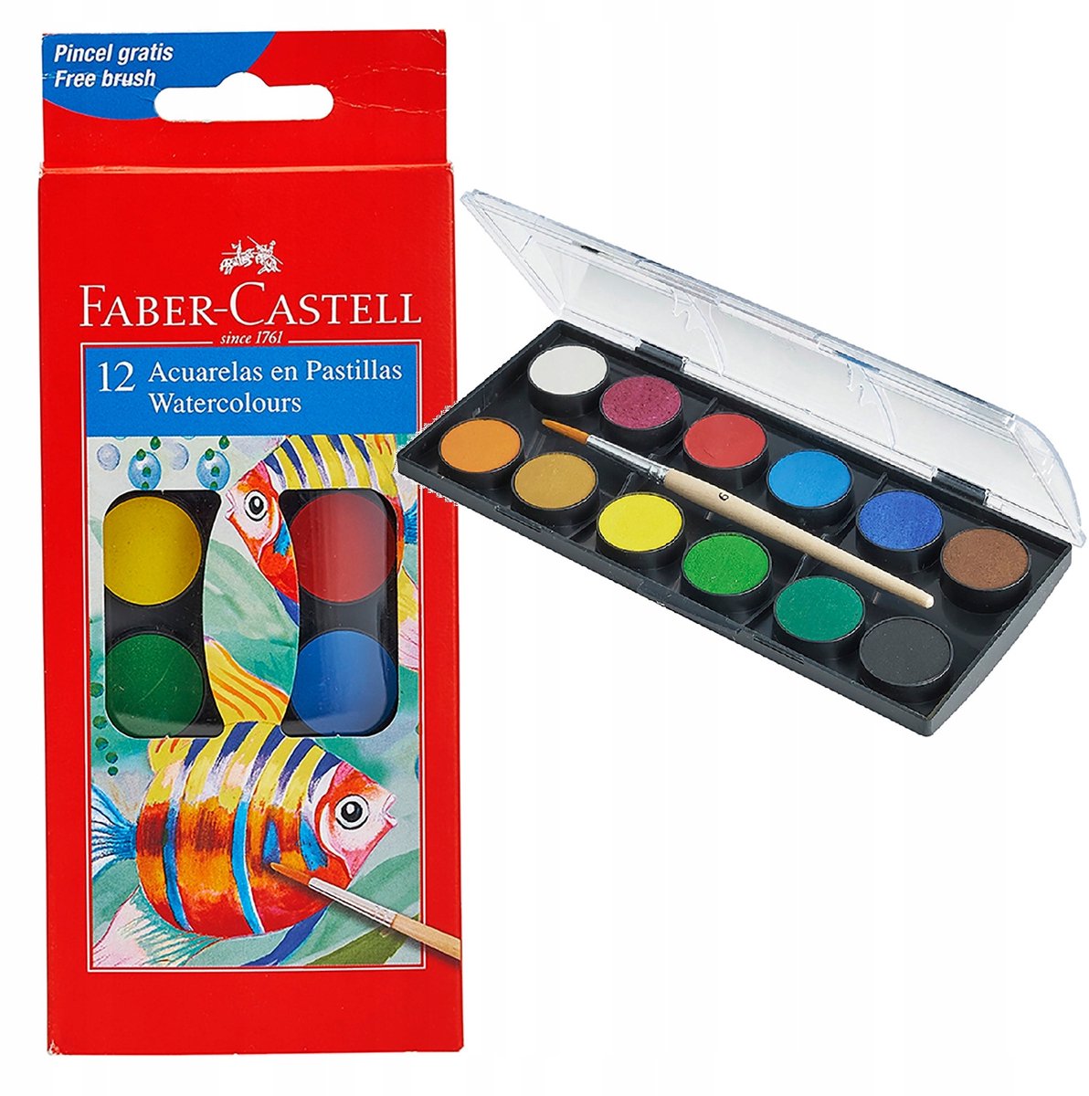 Faber-Castell Aquarelverfset 12 Kleuren, 24 mm