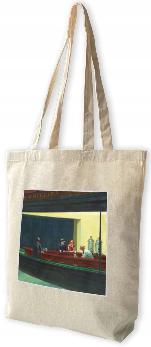 Shopper Tas Edward Hopper "Nacht" - Katoen met Opdruk