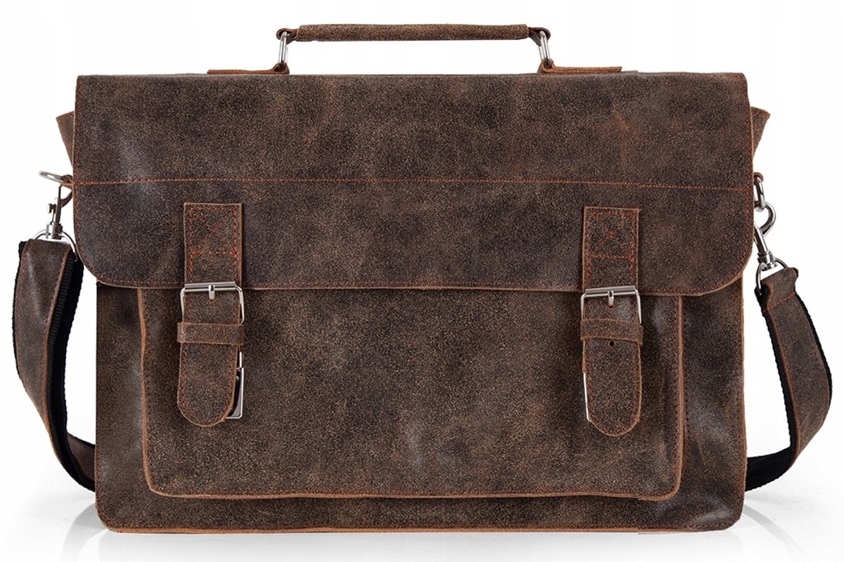 Solome Leren Laptoptas - Vintage Bruin, Handgemaakt in Polen