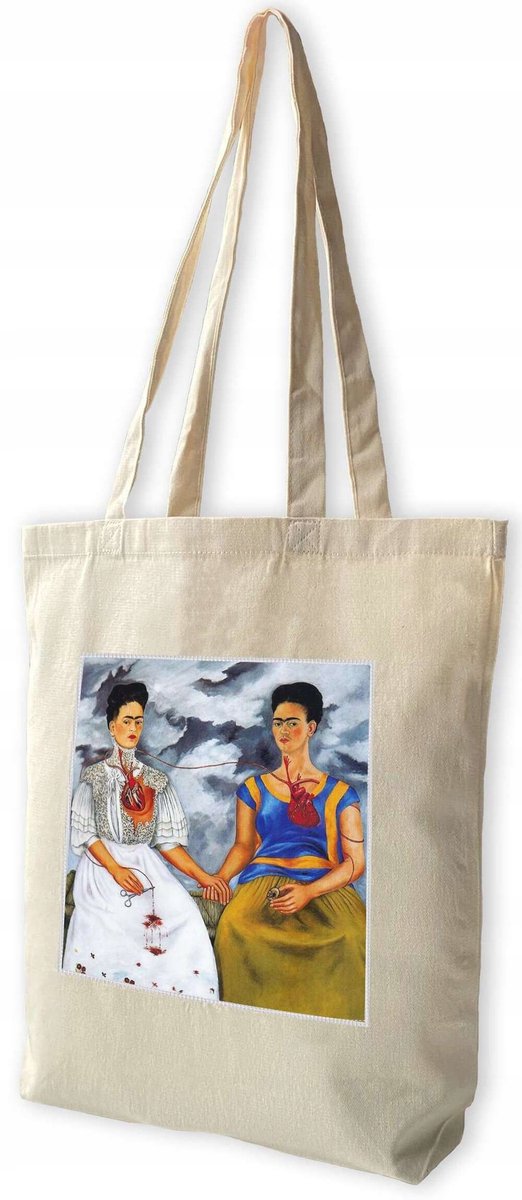 Frida Kahlo Shopper Tas met "Twee Fridas" Applicatie