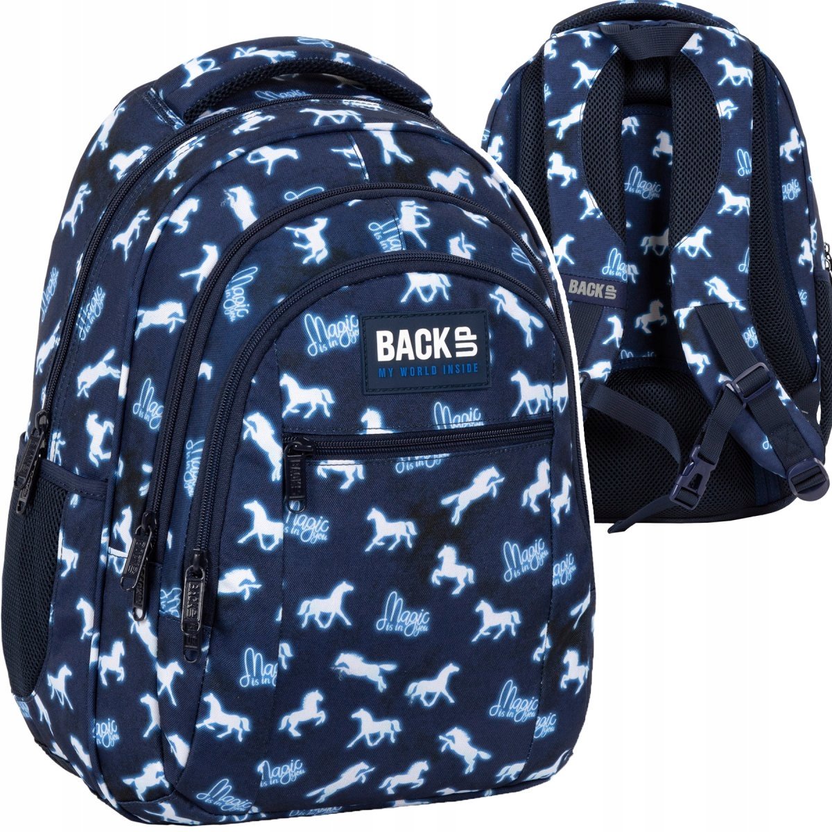 BackUP Schooltas Meisjes 26L - Magische Paarden, Waterdicht