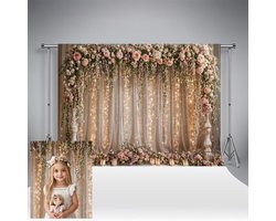 Achtergrond voor Fotografie 2,2x1,5m Bloemen Muur Warm Licht Decoratieve Rekwisieten Bruiloft Kinderen Verjaardag - Studio Fotocall