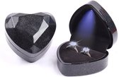 Ringdoosje Hartje met LED Licht – Midnight Sparkle – Voor Huwelijk, Verloving of Valentijnsdag