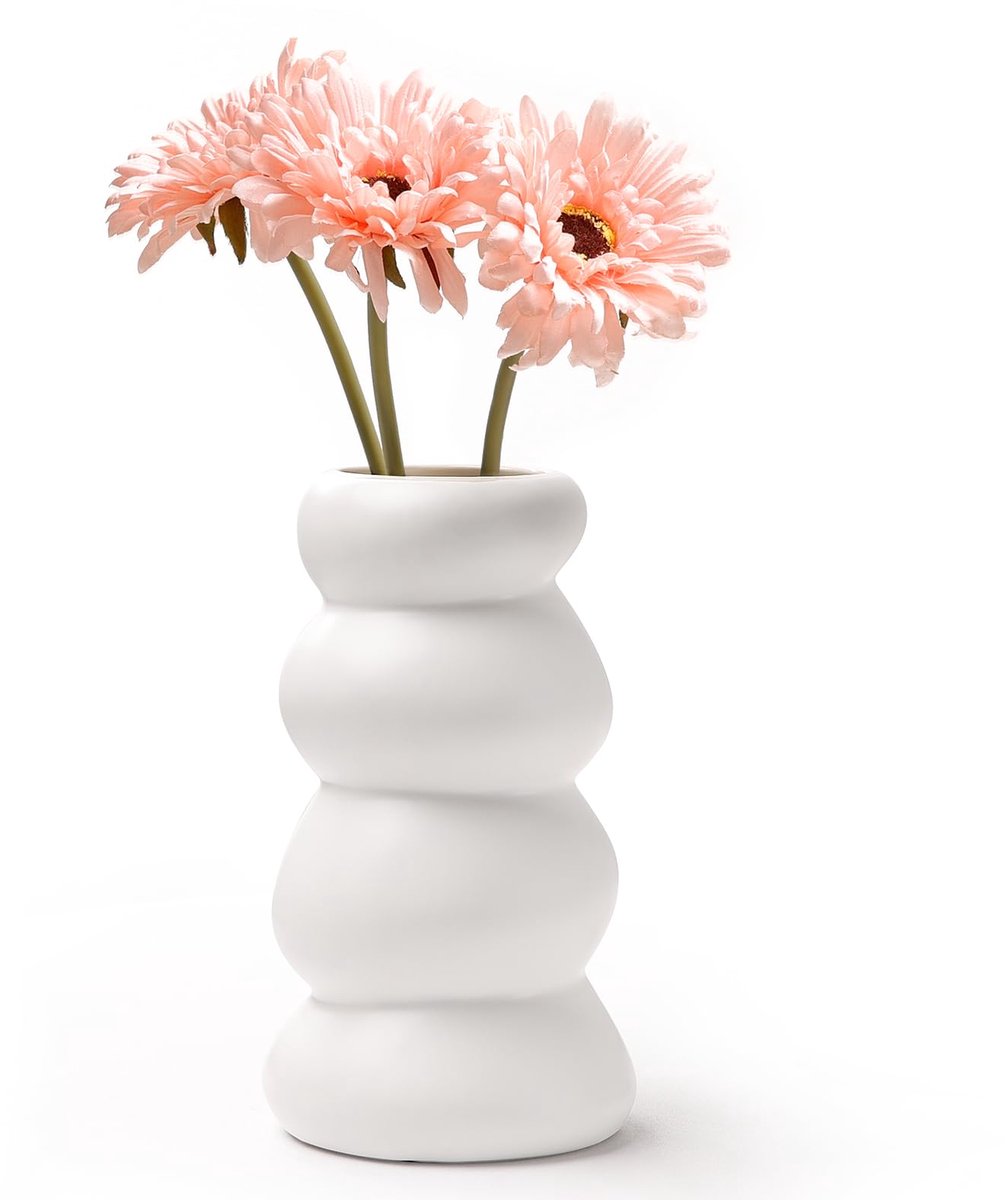 Unyqoos Witte keramische vaas voor droogbloemen en pampasgras in Scandinavische stijl