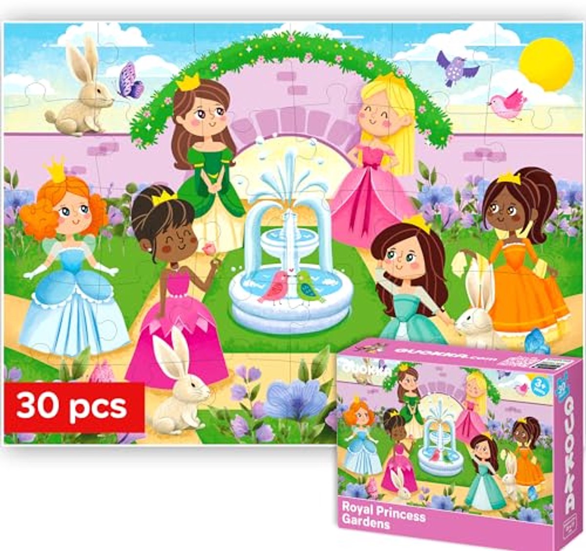 Vloerpuzzel 30 Stukjes Voor Kinderen 3-6 Jaar - Educatief Puzzelspeelgoed Met Prinsessen Thema