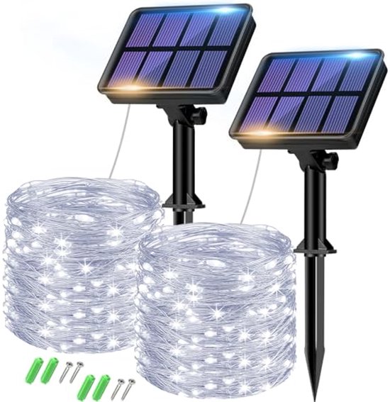 Lichtsnoer op zonne-energie voor buiten, 2 x 8 m, 80 LEDs