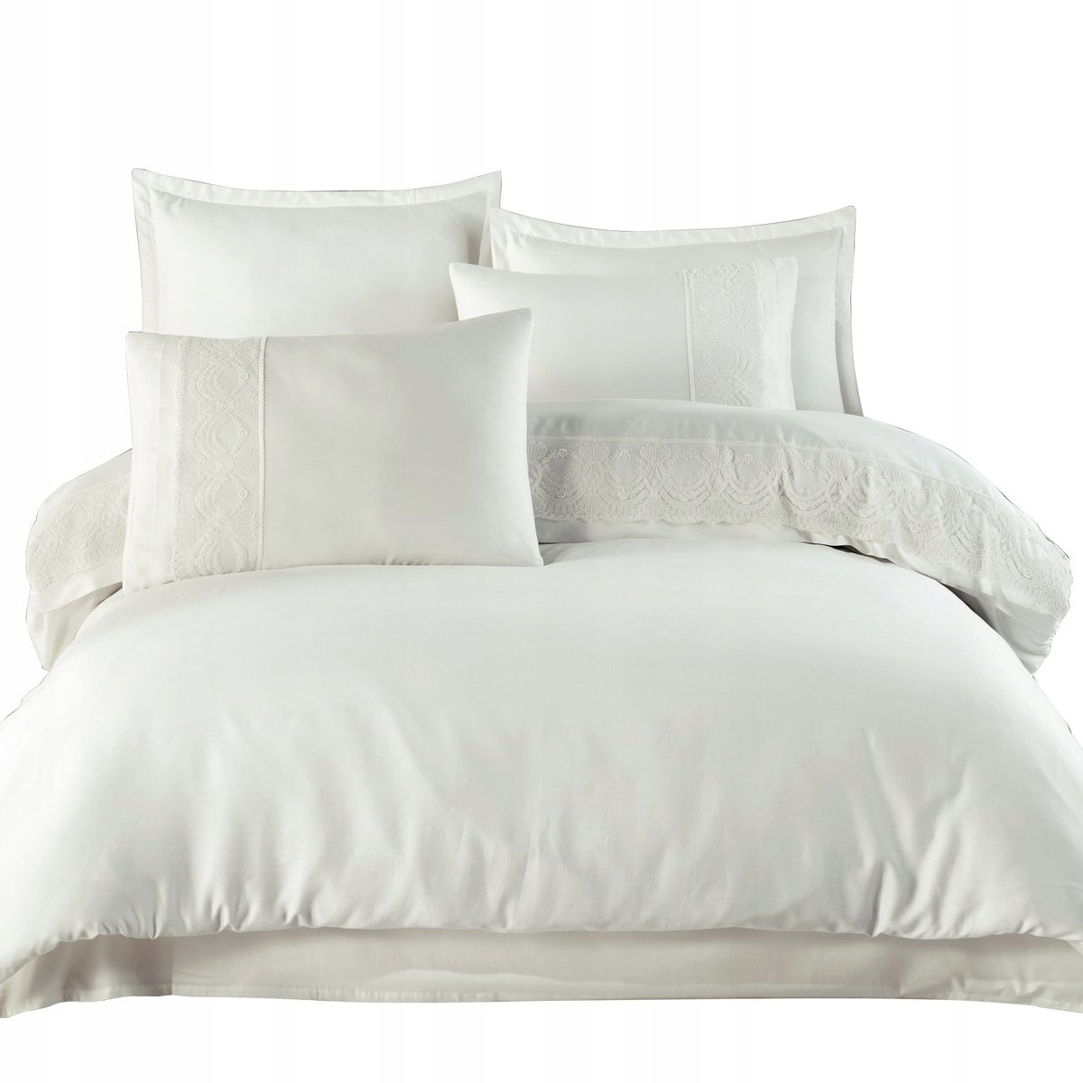 Luxe Katoen Satijn Beddengoed 220x200cm met Gipiura - Crème