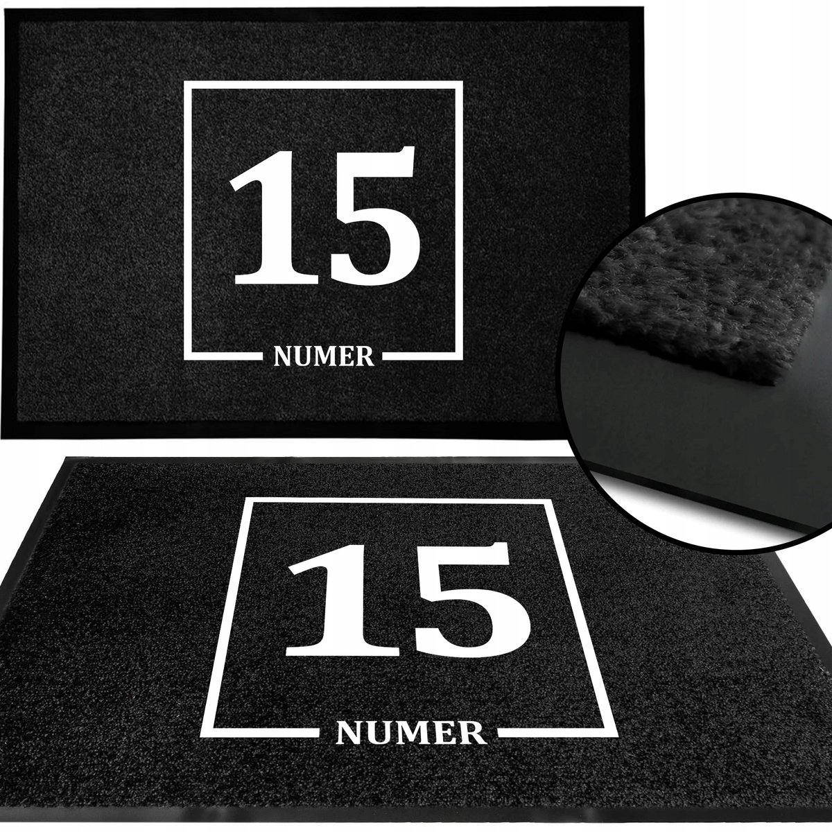 Deurmat Monochroom Zwart 40x60 cm - Personaliseerbaar met Adres