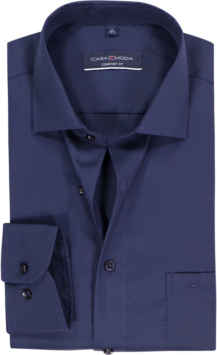 CASA MODA comfort fit overhemd - twill - blauw - Strijkvriendelijk - Boordmaat: 46 (EU maat: XXL)