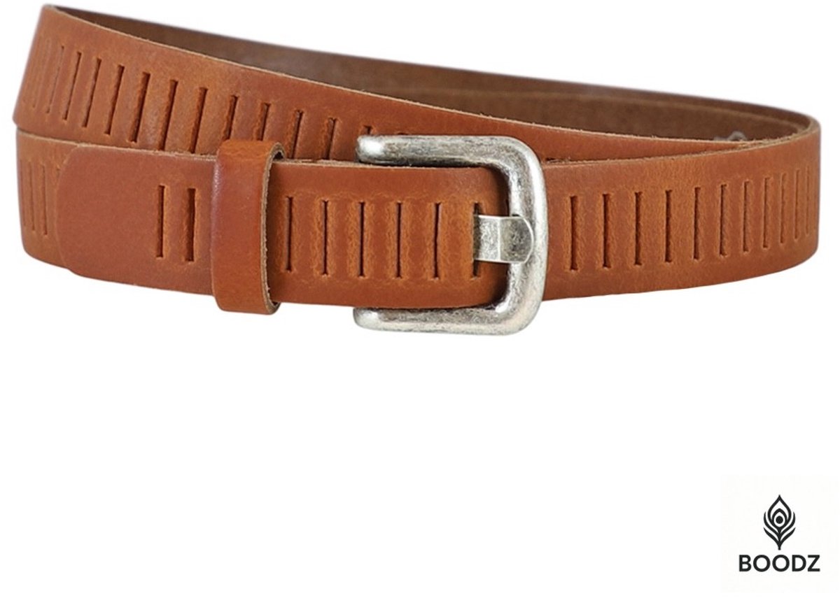 Boodz Leren Gleufjes Riem 3 cm Cognac | Maat 95