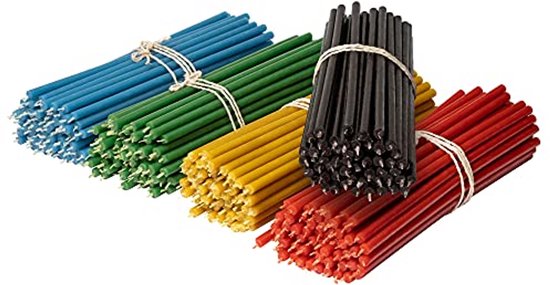 Diveevo Kerkelijke bijenwaskaarsen, No40-100 stuks, hoogwaardige rituele kaarsen, L-26,5 cm -7,15 mm, 120 minuten brandduur in oranje, 1 kg dunne kaarsen, druppel- en rookvrij