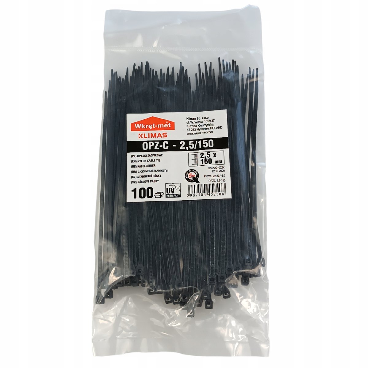 Zwarte kabelbinders 2,5 mm x 150 mm - 100 stuks