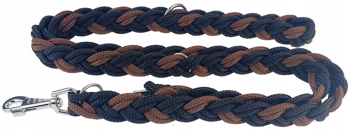 Champion Gevlochten Hondensnoer 2.5m Verstelbaar Zwart/Bruin
