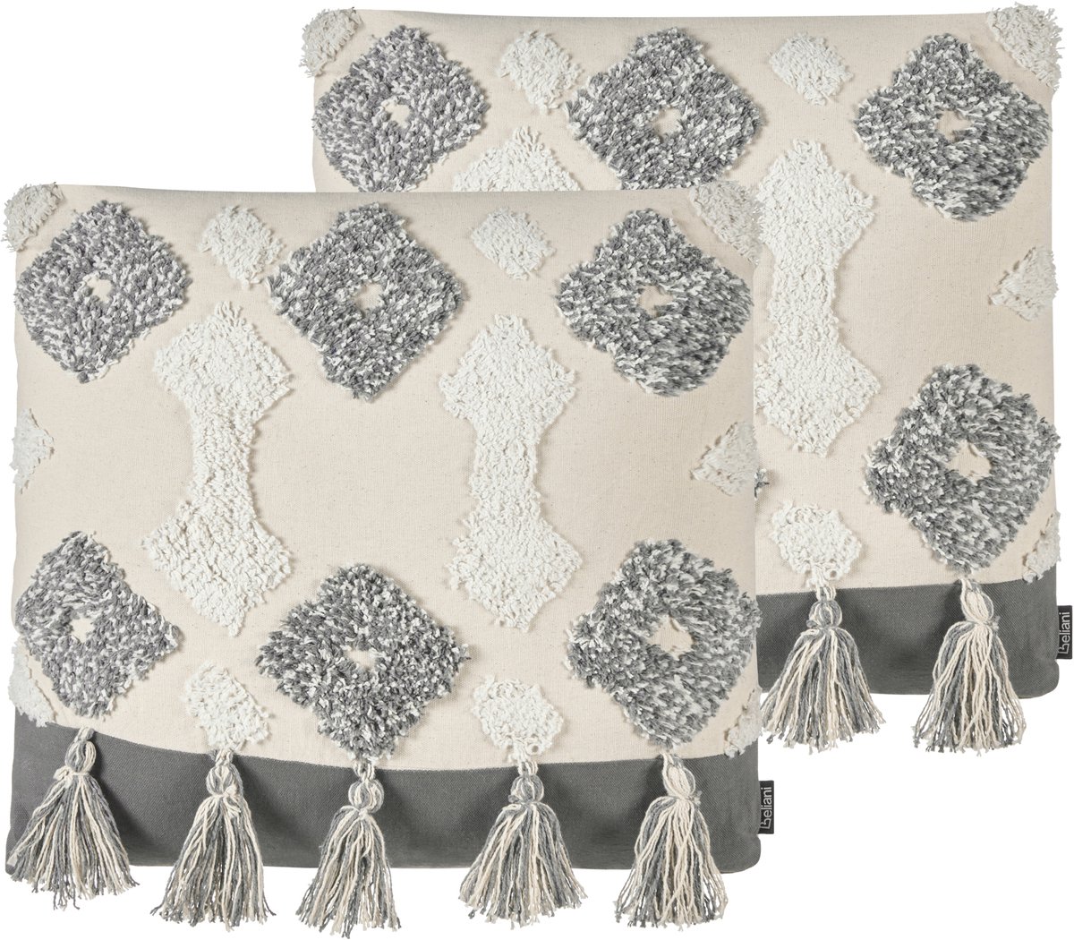 Beliani ALOCASIA - Sierkussen set van 2 - Grijs - 45 x 45 cm - Katoen Beige