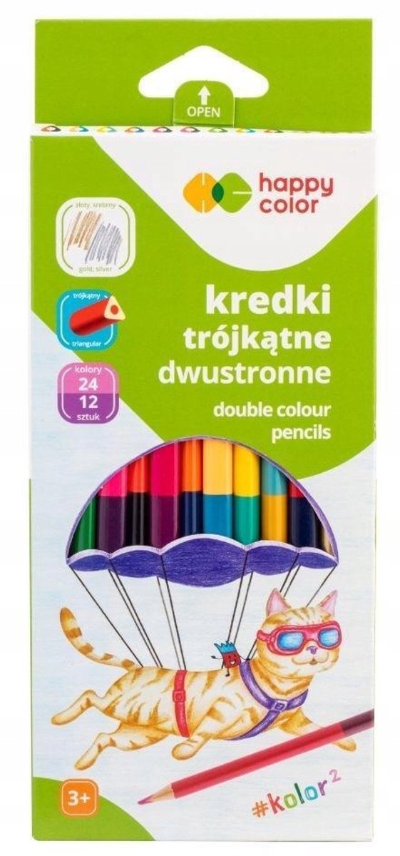 Happy Colour Driehoekige Kleurpotloden - 12 Stuks, 24 Kleuren