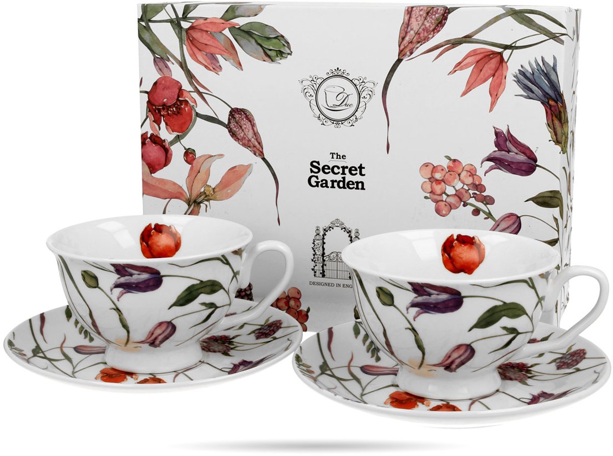 Duo Royal Porseleinen Bloemokken met Schotels (250ml, 2 stuks)