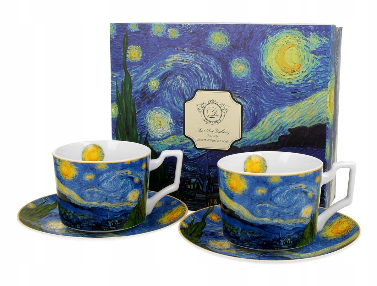 Luxe Van Gogh Sterrennacht Kopjes met Schotels (2 stuks, 270ml)