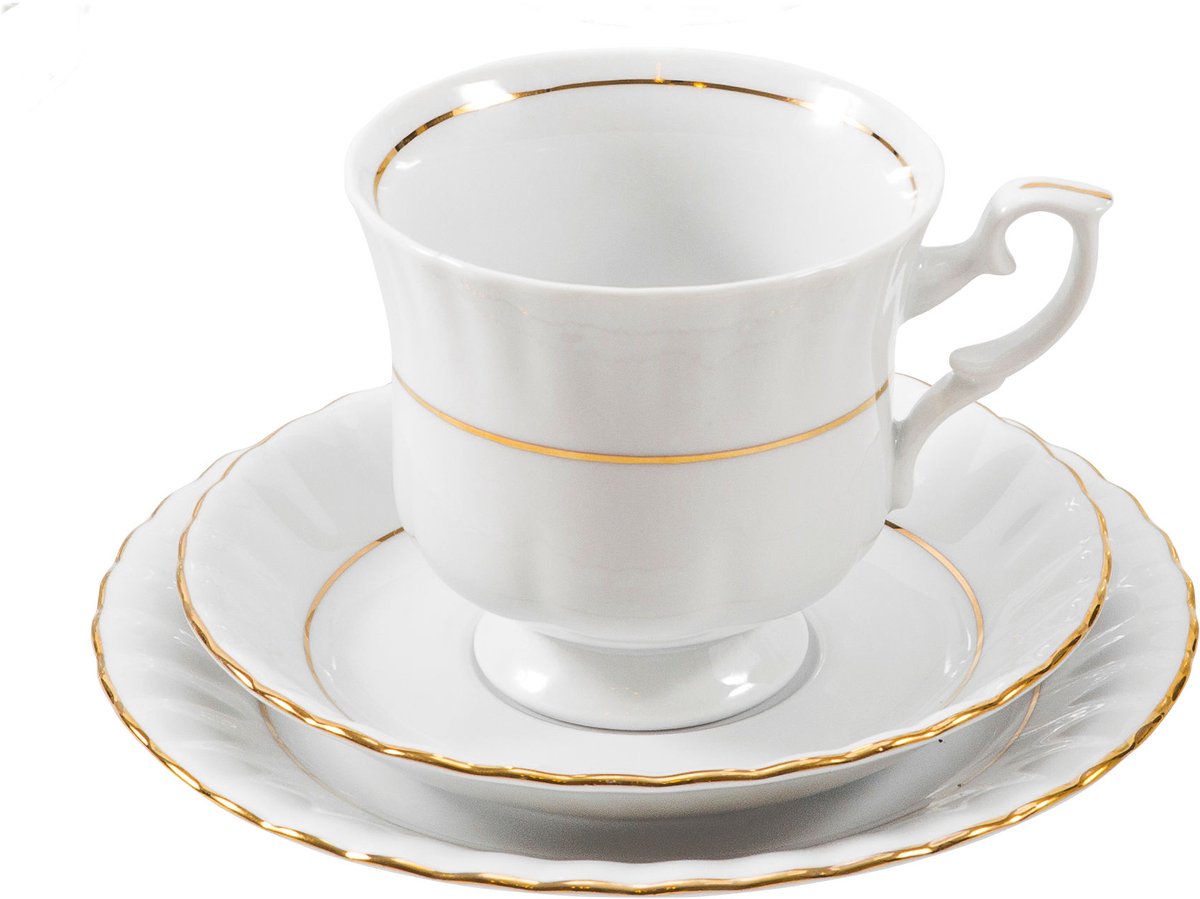 Chodzież Iwona Kop en Schotel Set - Handgeschilderd Goud - 220ml