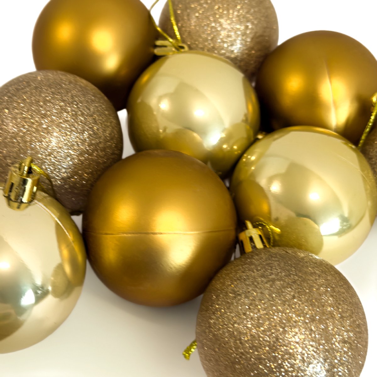 Champagne Gouden Kerstballen set - 10 Stuks - 6cm - Glimmend - Glitter - Mat - Incl. Hanger - Kunststof - Kerstboom Versiering