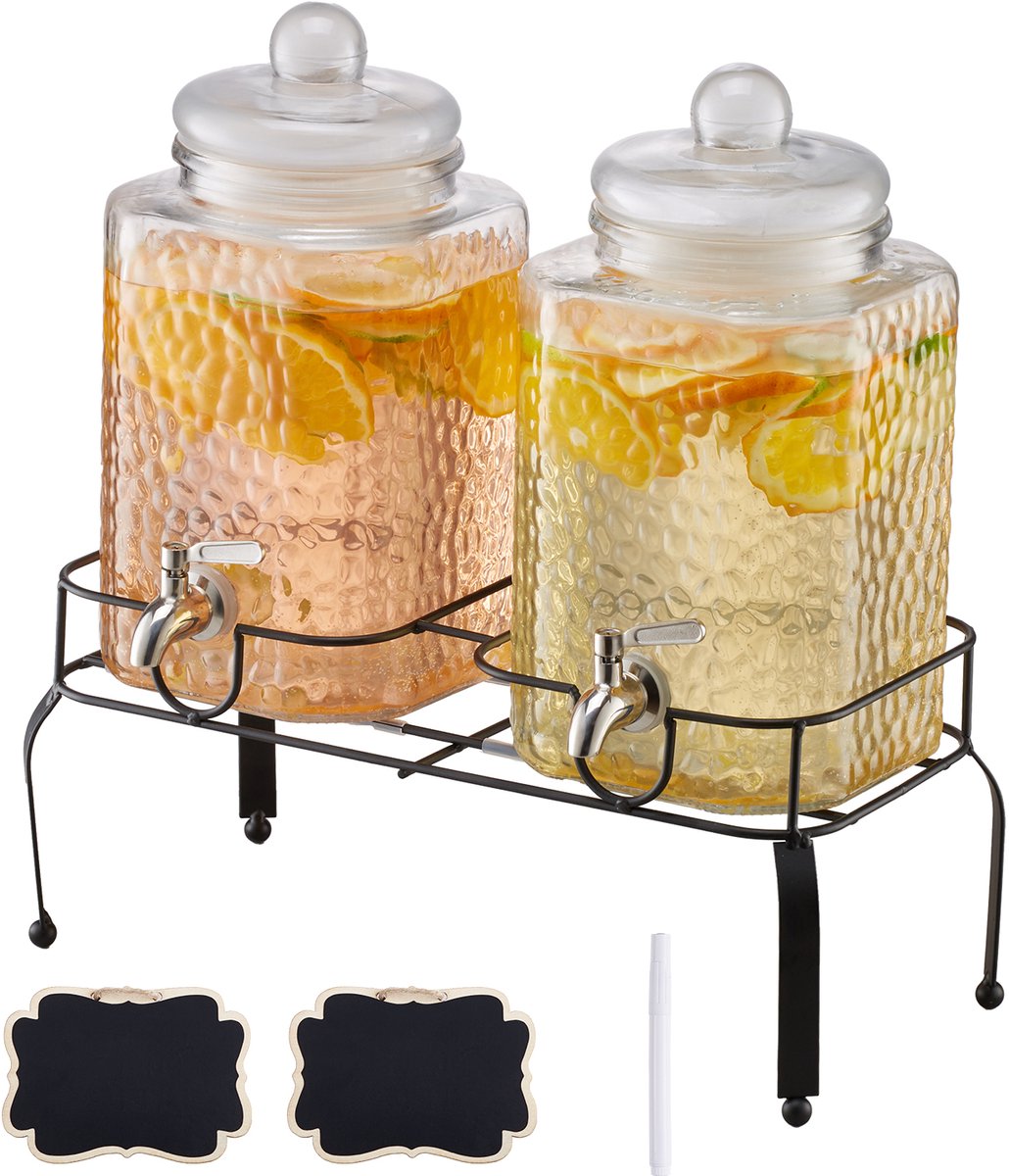 VEVOR Drankdispenser 2x5.5l Sapdispenser Met Kraan voor Feesten Bars Glas