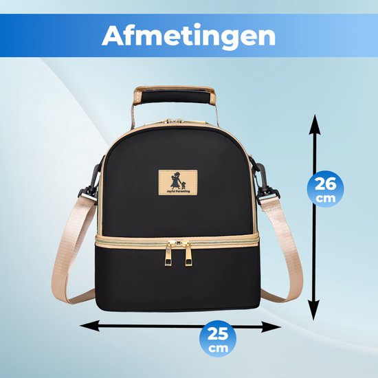 Joyful Parenting Kolftas met koelelementen - Zwart - 2 Compartimenten - Moedermelk Koeltas - Kolf Tas - Kraamcadeau van Joyful Parenting — afbeelding 4