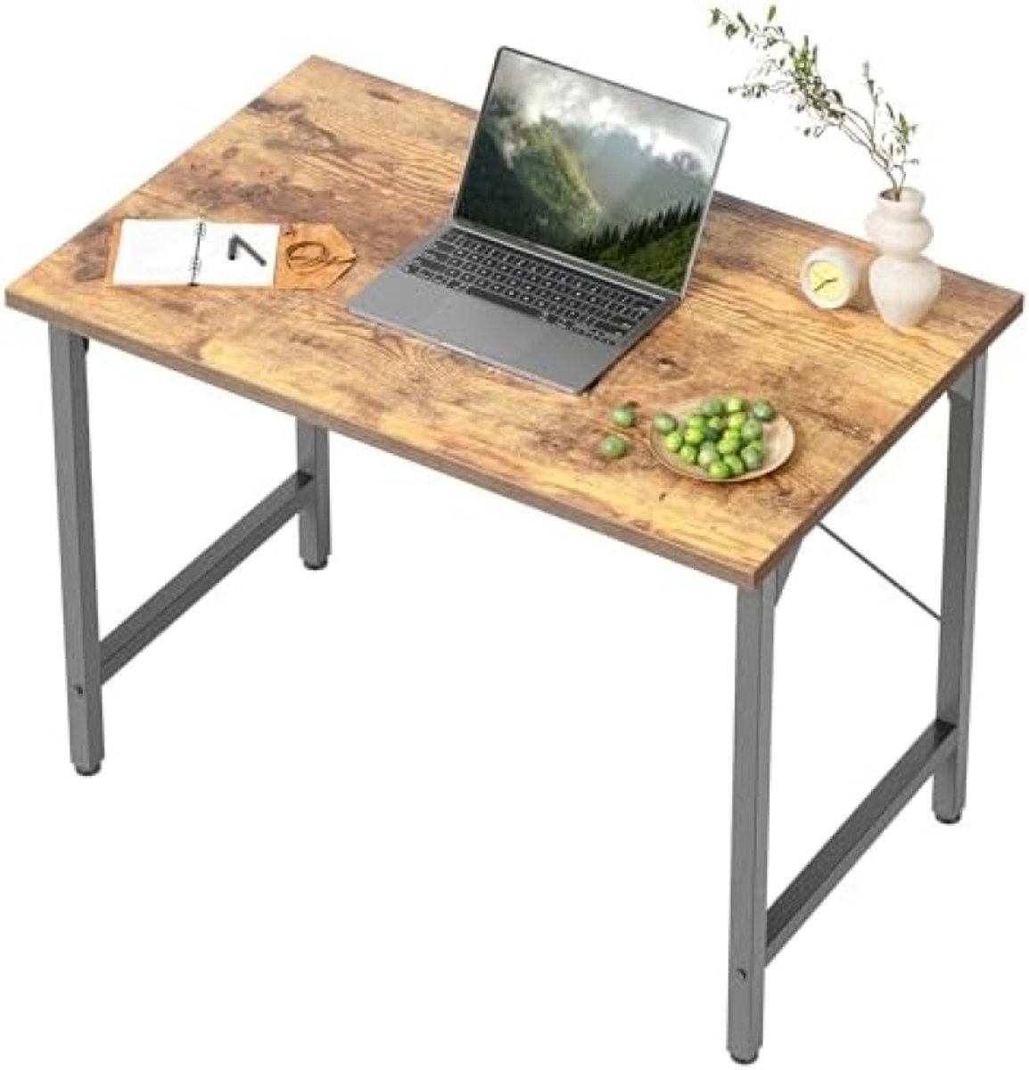 PromoHome Industriële Computerbureau - 80x40 cm - Stevig Metal Frame - Bruin