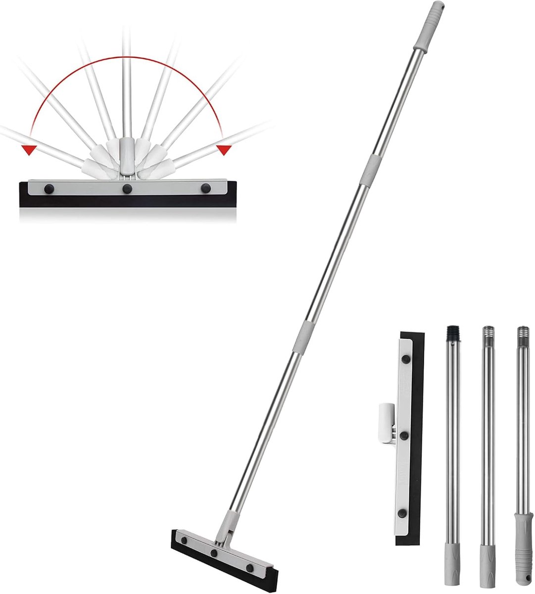 Lichtgewicht Vloerwisser met Rubber Bladen en Verlengstang - 14 Inch