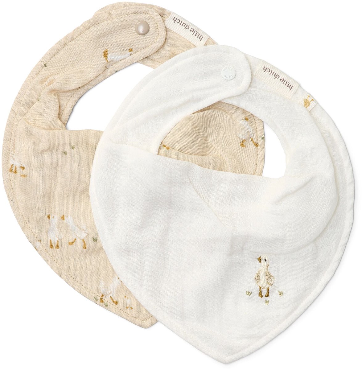 Image of 2-pack bandana slab - Wit - Newborn Naturals - Little Goose