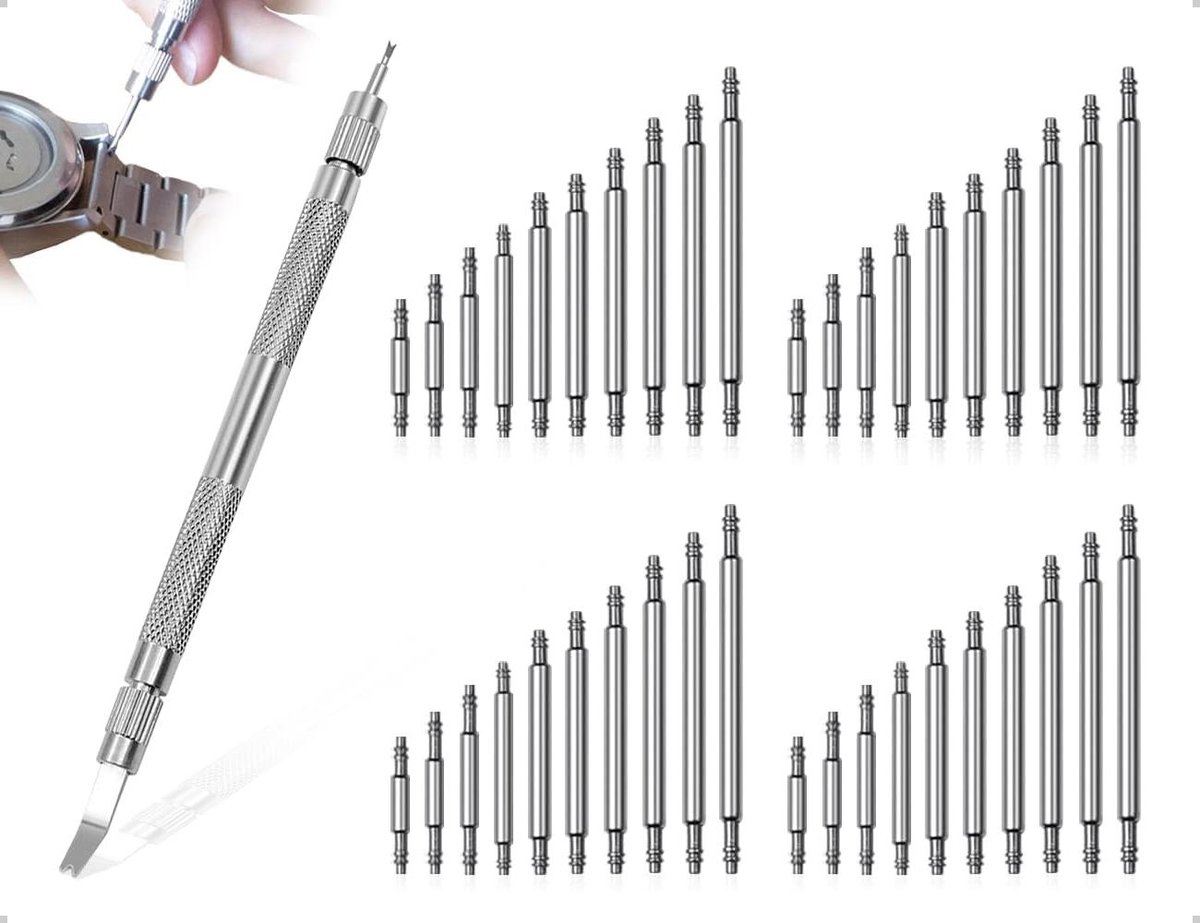 Set van 41 horlogebandjes met verwijderingsgereedschap en veerpennen - horlogebandpennen in verschillende maten (8-26 mm)