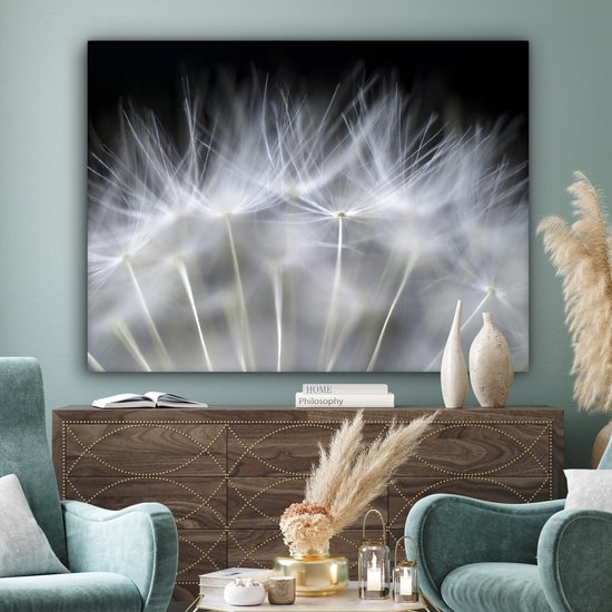 Peinture sur toile - Fleurs - Plantes - Graines - Wit - Canvasdoek - 160x120 cm - Photo sur toile - Peintures sur toile