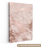 Peintures sur Toile Marbre - Rose - Luxe - 60x90 cm - Décoration murale