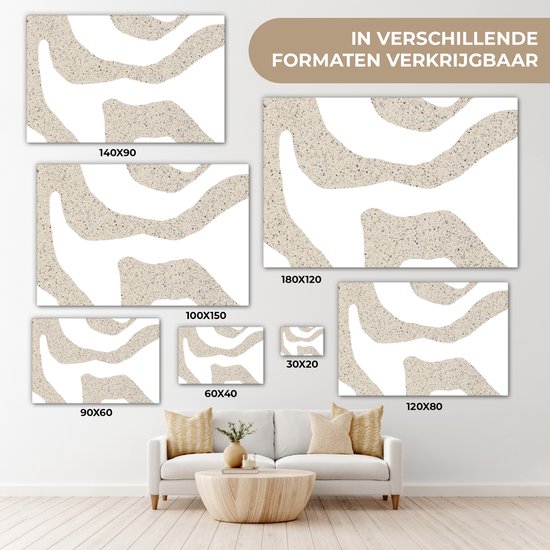 Tableau sur toile Abstrait - Terrazzo - Design - Beige - 90x60 cm - Décoration murale