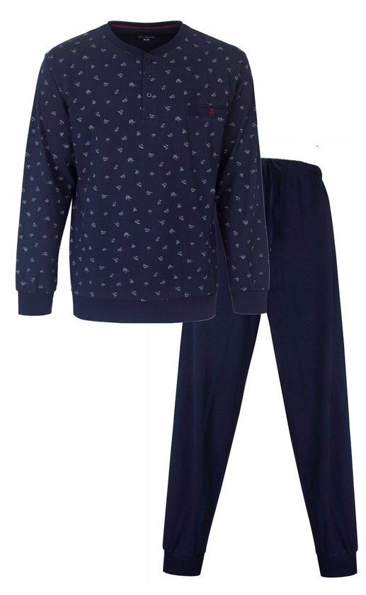 Paul Hopkins Heren Pyjama - Ronde Hals met Knoopjes - Blauw - Maat XXL