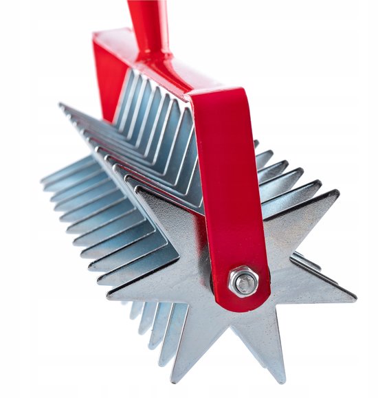 KADAX Sterfrees, tuinfrees van metaal, verkruimelaar voor het losmaken van de grond, cultivator voor tuin, gazon, onkruid, rolhak, rolkultivator, grondventilator (met 12 sterren, houten steel) van KADAX — afbeelding 4